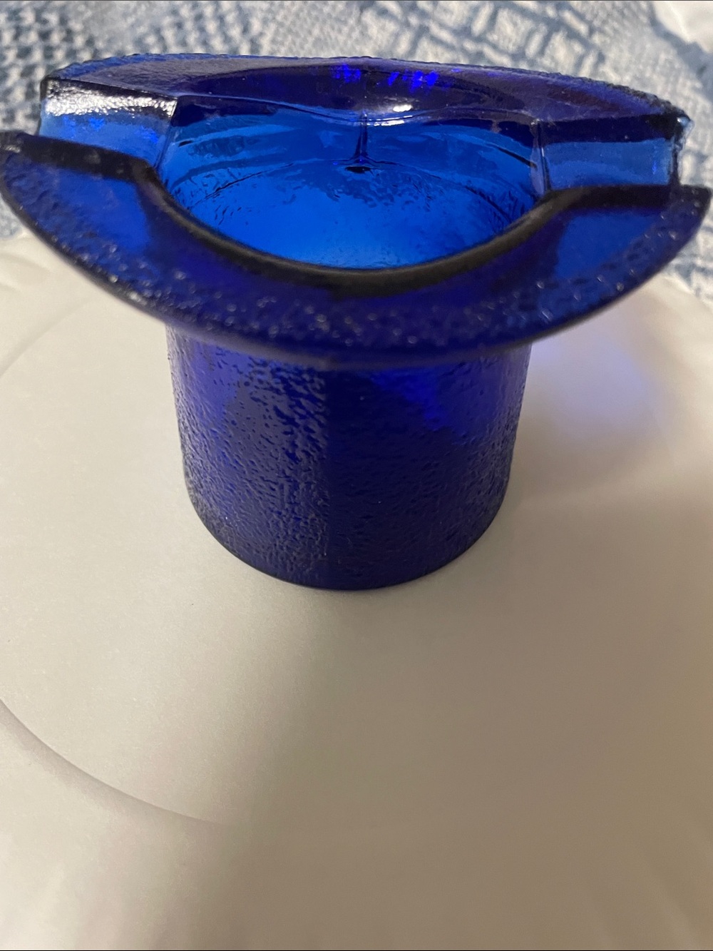 Cobalt Blue Glass Art -Decorative Hat Ashtray Lowell Hand Cream Piqua Ohio